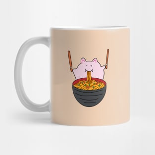 cute fat pink mice eating ramen noodles Mug